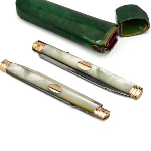 Taskunoad 2tk pärlmutter käepidemetega ussinahast vutlaris