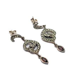 Kõrvarõngad, 925 hõbe markasiidid ja granaadid