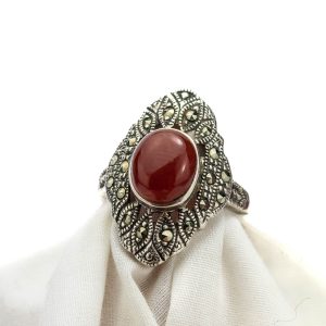 Sõrmus, 925 hõbe ahhaat ja markasiidid