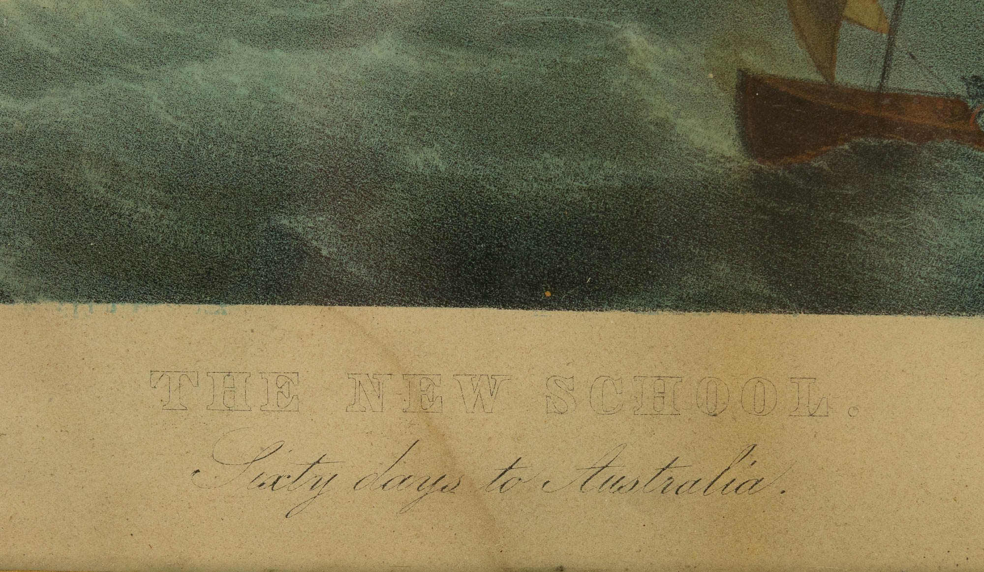 Antiikne värviline litograafia Purjekad The New School,Sixty days to Australia-Druck Vertag v F.Silber BerlinPost Antiikne värviline litograafia Purjekad The New School,Sixty days to Australia-Druck Vertag v F.Silber BerlinPost