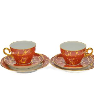 ARS-i käsimaalinguga portselanist tass,alustass ja koogitaldrik