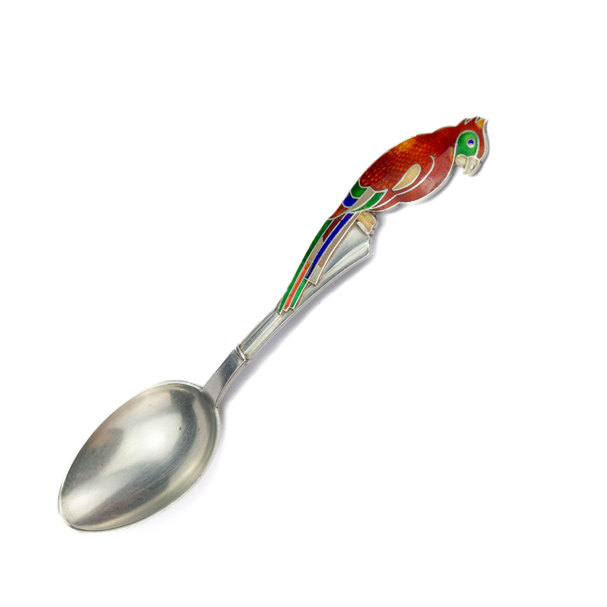 JT papagoi lusikas, 916 hõbe emailiga (defekt) JT papagoi lusikas, 916 hõbe emailiga (defekt)