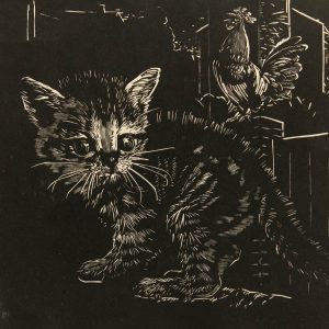 Aleksander Mildeberg (1902-1977) graafika Kass ja kukk,1960