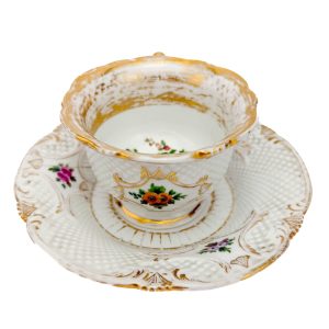 Antiikne Gardneri tass alustassiga, defektne