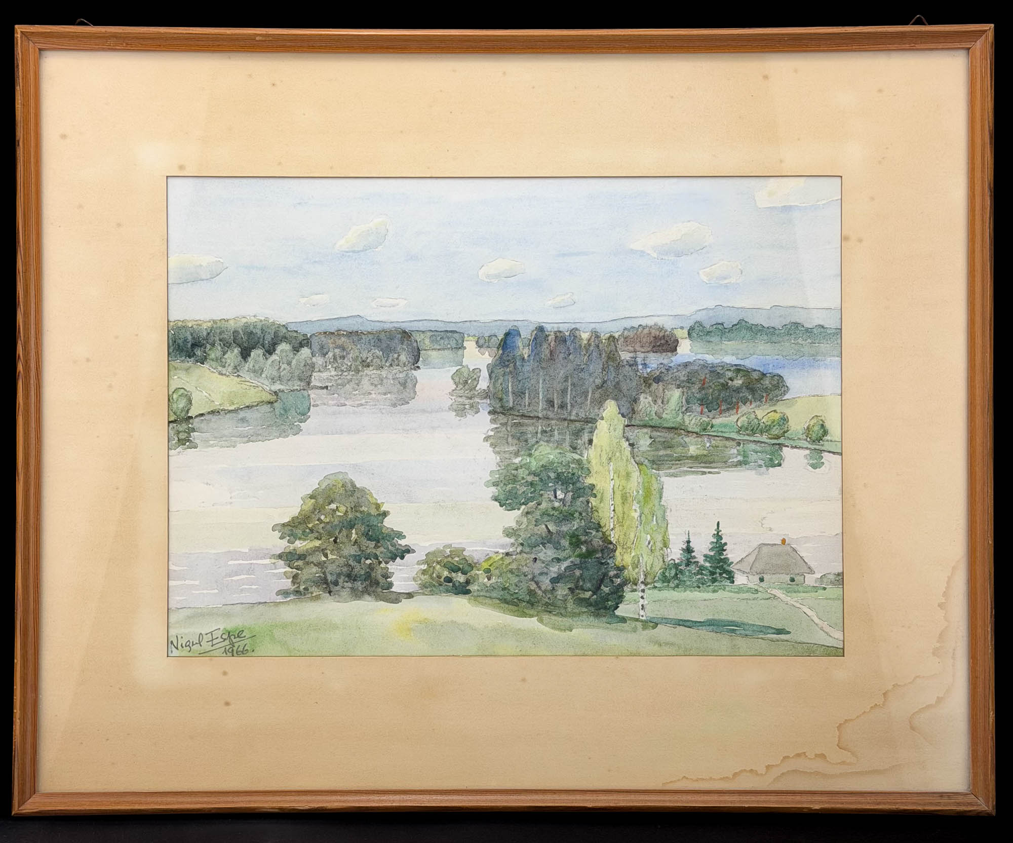 Nigul Espe (1907-1970) akvarell Maja järve ääres,1966a Nigul Espe (1907-1970) akvarell Maja järve ääres,1966a