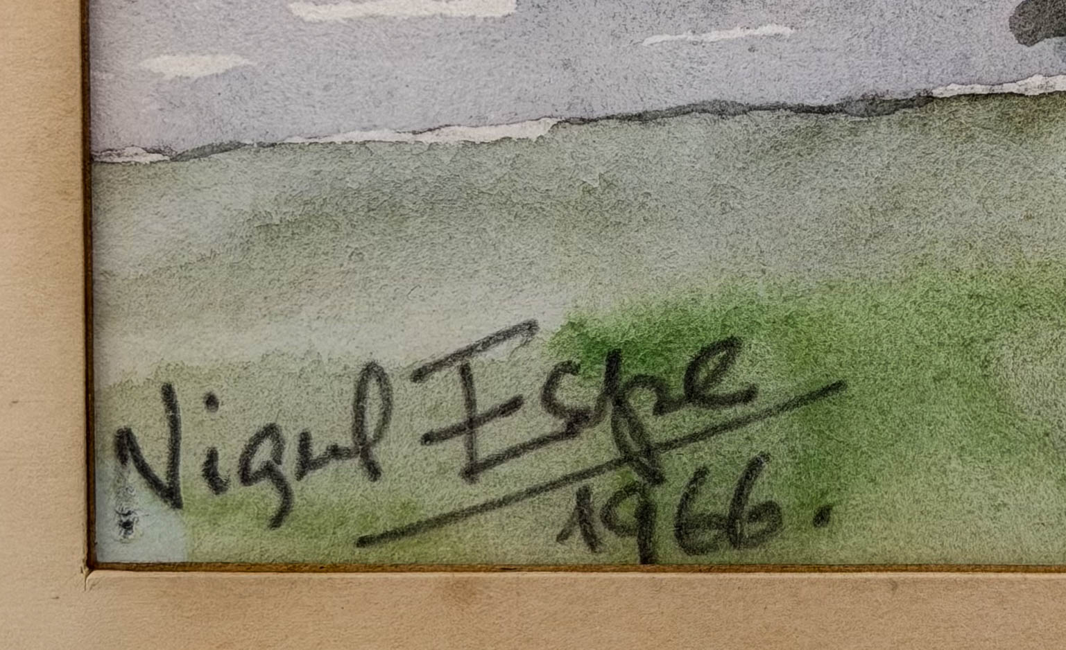 Nigul Espe (1907-1970) akvarell Maja järve ääres,1966a Nigul Espe (1907-1970) akvarell Maja järve ääres,1966a