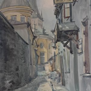Akvarell Tallinn-Oleviste kirik ,Bruno Tomberg ? Akvarell Tallinn-Oleviste kirik ,Bruno Tomberg ?