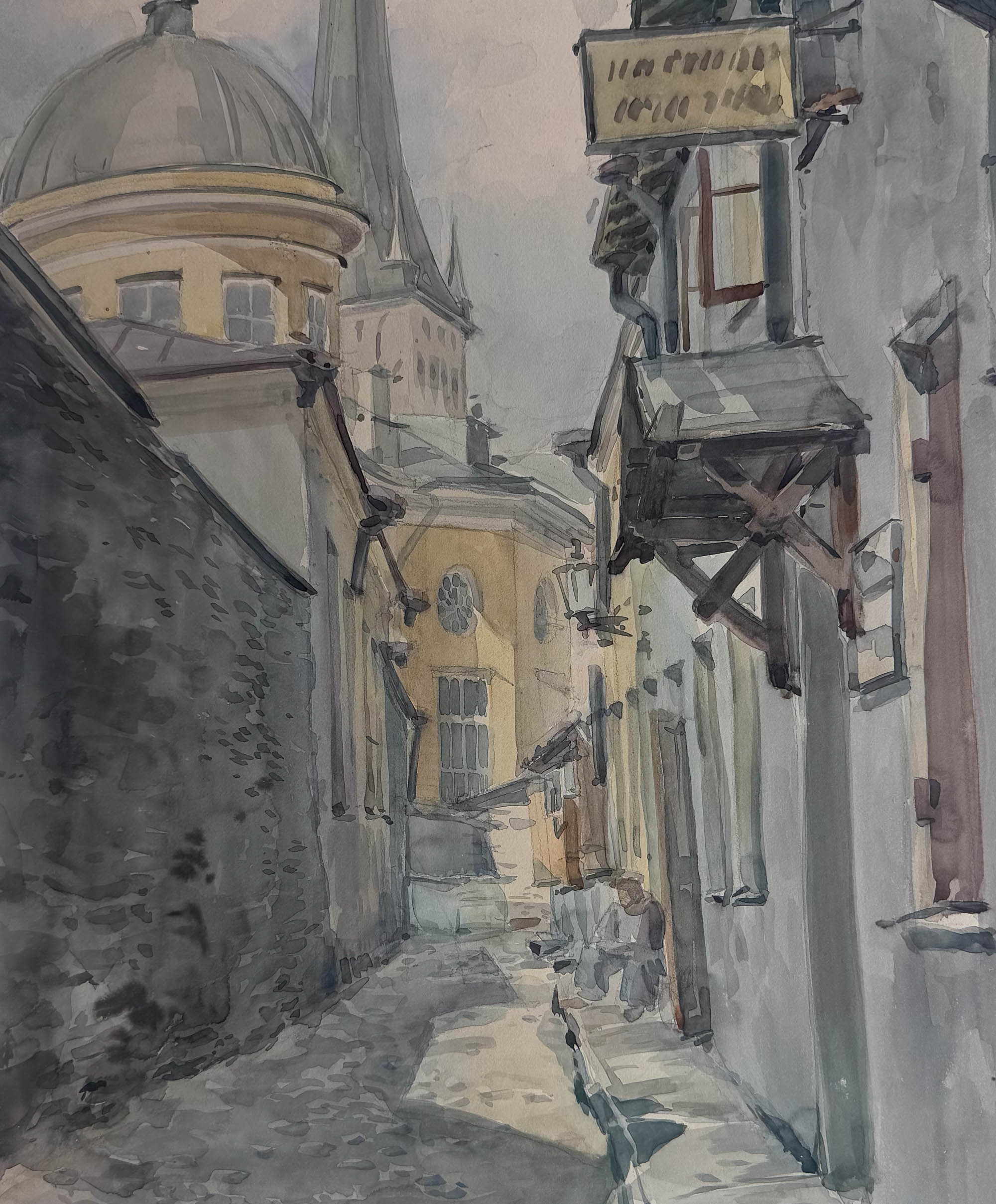 Akvarell Tallinn-Oleviste kirik ,Bruno Tomberg ? Akvarell Tallinn-Oleviste kirik ,Bruno Tomberg ?