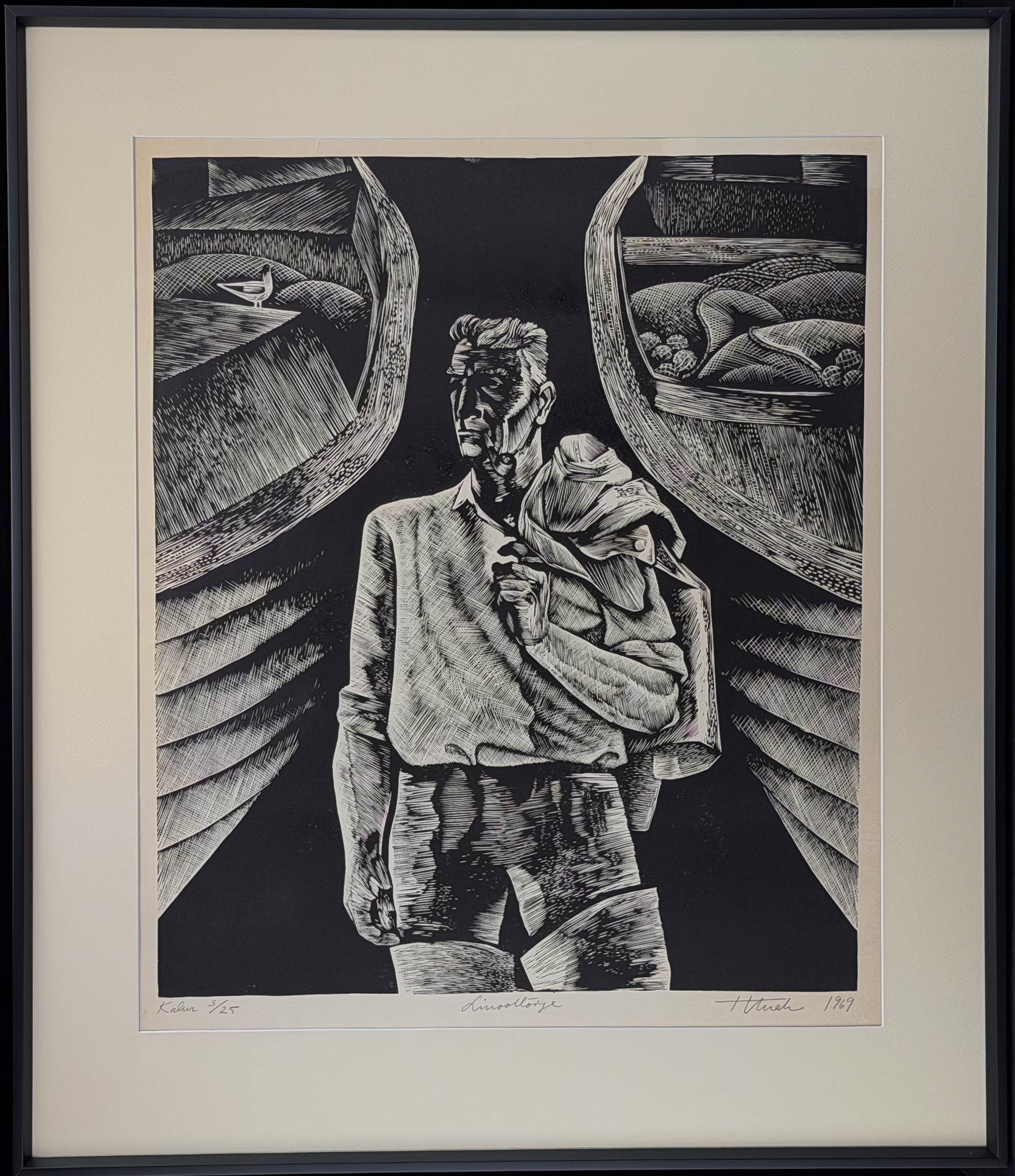 Henno Arrak (1930-2017)graafika Kalur, linoollõige 3/25 1969a Henno Arrak (1930-2017)graafika Kalur, linoollõige 3/25 1969a